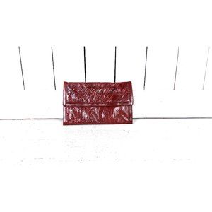 70s vintage red eel skin leather envelope shoulder bag purse